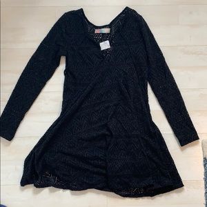 Free people black long sleeve lace dress
